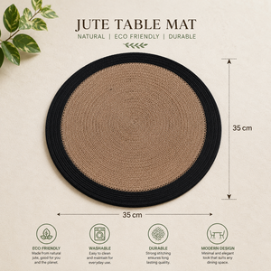 Modern Jute Table Mat with Cotton Dori Handmade Eco-Friendly Round <b>Dining</b> Placemat Best Quality for Home Hotel Use Bulk Exporter - Product Image 3