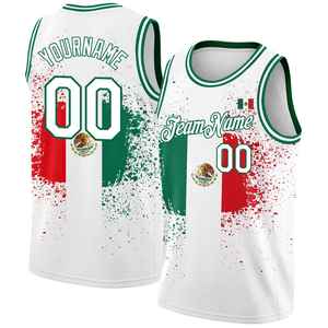 Diseño de Fuente Personalizado para Camiseta de Baloncesto con la Bandera de México, Alfabeto, Números, Logotipo Impreso en Serigrafía en la Parte Delantera, Patrón Deportivo - Product Image 1
