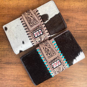 กระเป๋าคลัทช์หนังวัวแท้สำหรับผู้หญิงมาใหม่กระเป๋าสตางค์แบบพับสองทบใช้งานได้หลากหลายช่องใส่บัตร - Product Image 4