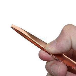 Pince à épiler pour sourcils en or rose avec peigne, double extrémité, en acier inoxydable, outil de toilettage professionnel, personnalisable - Product Image 3