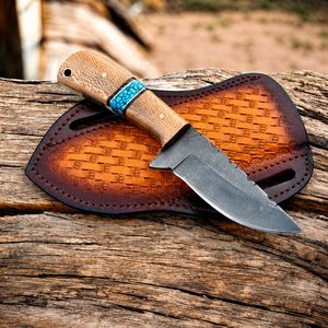Cuchillo Skinner Hecho a Mano Personalizado de Fabricación Industrial Edge Master, Mango de Madera y Resina, Hoja Fija de Acero D2, Funda de Cuero - Product Image 6