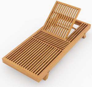 Chaise longue en teck d'extérieur, chaise longue à lattes, chaise longue moderne pour patio, pour hôtel, villa, cour - Product Image 5