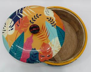 Boîte à roti en métal imprimée, compatible induction, écologique, avec couvercle, motif floral coloré, récipient de rangement durable pour chapati - Product Image 2