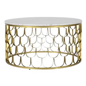 โต๊ะกาแฟสไตล์โมเดิร์น โต๊ะกาแฟสแตนเลสหรูหรา โต๊ะกาแฟโลหะพร้อมท็อปหินอ่อน เฟอร์นิเจอร์สำหรับห้องนั่งเล่น - Product Image 4