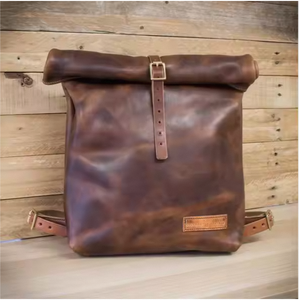 Trekking Backpack Handcrafted Oil Wax Leather Vintage Unisex Genuine Leather Hasp Solid Leather Shoulder <b>Strap</b> Hard Handle - Product Image 3