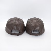 Gorra de Béisbol de Cuero PU Marrón con Patrón de Cocodrilo, Ajustable con Cierre a Presión, 6 Paneles, Unisex, Casual, para Exteriores