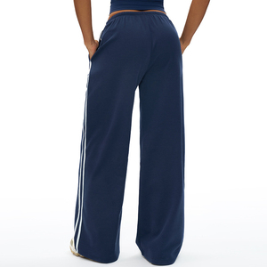 Pantalon droit à double rayure pour femme, taille élastique, décontracté, sportif, coupe décontractée, bas de pyjama athlétique - Product Image 3