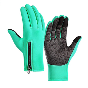 Gants d'équitation d'hiver en polyester zippés, paume texturée pour une meilleure adhérence, compatibles écran tactile, coupe-vent pour un contrôle sûr par temps froid - Product Image 1