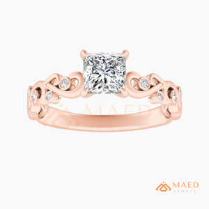 Elegant Princess Cut Moissanite Ring for Women <b>Rose</b> Gold Promise Wedding Jewelry Gift USA Style Ring - Product Image 5