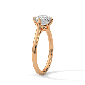 แหวนหมั้นเพชรทรงกลมเจียระไนแบบบริลเลียนท์ 14K โรสโกลด์ เพชรเพาะเลี้ยงในห้องปฏิบัติการ สำหรับผู้หญิง - Product Image 2