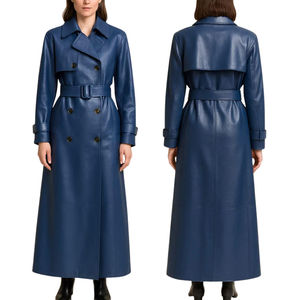 Manteau long en cuir véritable pour femme, de qualité supérieure, respirant, à la mode, manches longues, en promotion - Product Image 5