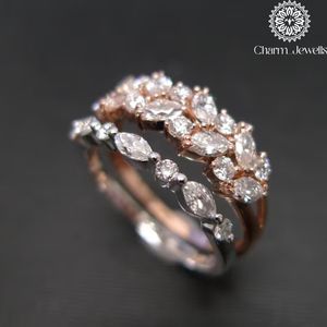Charm Women's <b>Silver</b> 18K Gold Plated Cushion Cut Moissanite IGI Certified Prong Setting Classic Engagement Eternity <b>Band</b> <b>Ring</b> - Product Image 6