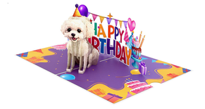 Tarjeta de felicitación 3D emergente con perro y pastel para fiesta de cumpleaños - Product Image 5