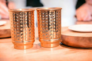 Pure Copper Hammered Drinking Cups Eco-Friendly and Disposable Ayurvedic Health <b>Tumblers</b> <b>Metal</b> Drinkware - Product Image 4