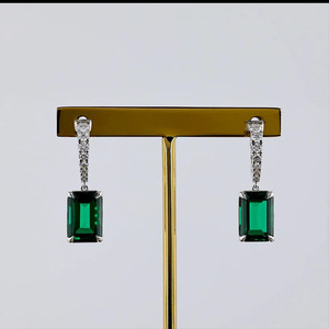 Boucles d'oreilles pendantes en diamant de laboratoire Vivid, or 10K 14K 18K plaqué rhodium, bijoux de luxe pour cadeau de mariage - Product Image 1