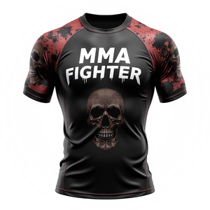 เสื้อรัดกล้ามเนื้อสำหรับนักกีฬา MMA แขนยาว ระบายอากาศ ป้องกันรังสียูวี สีดำแดง พิมพ์ลายแบบ Sublimation แห้งเร็ว - Product Image 2