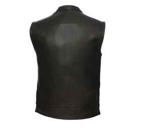 Gilet en cuir durable pour homme, style motard, gilet en cuir élégant pour homme, gilet en cuir de vachette - Product Image 3