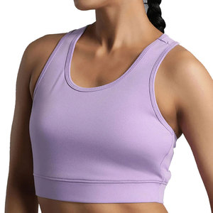 Ensemble soutien-gorge de sport sans couture pour femme, violet, col en V, dos nageur, tenue de yoga et de sport, soutien moyen, leggings taille haute, couleur unie, extensible - Product Image 5