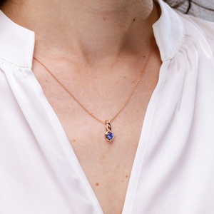 Top Quality Wedding Anniversary Party Wear <b>Pendant</b> 14K <b>Gold</b> Heart Natural Tanzanite Infinity Shape <b>Pendant</b> With Diamond Accents - Product Image 3