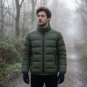 Blouson matelassé vert olive pour homme, col montant, fermeture éclair, manteau d'hiver chaud, décontracté, streetwear, personnalisable, marque privée - Product Image 5