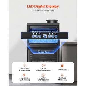 Macchina per il Ghiaccio Professionale da 70 libbre/24H con Capacità di Stoccaggio di 12 libbre, 36 Cubetti di Ghiaccio, 15 Minuti di Produzione, Display Digitale a LED - Product Image 4