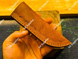 Funda de Cuero Hecha a Mano para Cuchillo, Funda de Alta Calidad para Cuchillo de Hoja Fija, para Campamento, Caza, Ligera, con Clip Vertical, OEM, ODM - Product Image 5