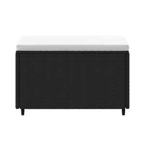 Reposapiés de ratán polivinílico negro para patio, 2 uds., con cojines, cómodo complemento para muebles de patio - Product Image 4