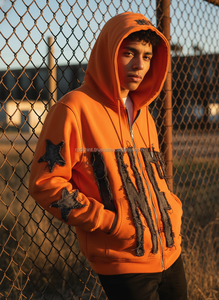 Wholesale Custom Logo Design 100% Cotton Fleece Distressed High Quality Vintage Acid Wash Eco-Friendly 200g Streetwear Hoodie - Product Image 2