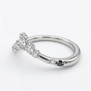 PT950 Platinum Marquise & Round Lab Grown Diamond Ring | 0.12 CT Fine Jewelry - Product Image 2