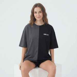 Camiseta Oversize para Mujer con Bloques de Color, Cuello Redondo, Manga Corta, Ajuste Holgado, 100% Algodón, Tejido Jersey Transpirable, Impresión de Logotipo Personalizado - Product Image 5