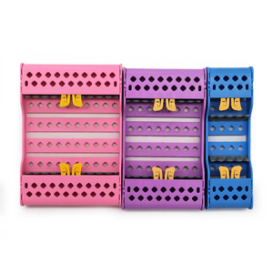 Plateaux à instruments dentaires en plastique coloré avec poignées roses pour le rangement des outils orthodontiques - Product Image 4