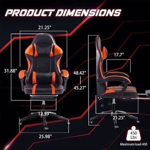 Sedia da Gaming Ergonomica Girevole con Poggiapiedi in Pelle PU per Adulti, Reclinabile, con Supporto Lombare per Ufficio e Gaming - Product Image 1