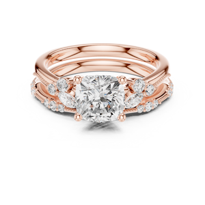 Vinson Project - Elegante Juego de Anillos de Boda Vintage Art Deco con Corte Asscher, Moissanita Certificada por GRA, Chapado en Oro de 14K sobre Acero Inoxidable - Product Image 1