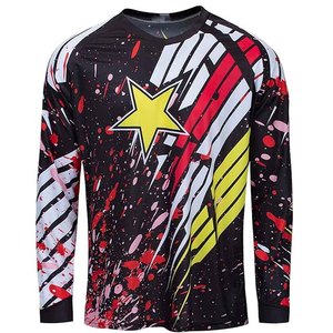 Camiseta de Motocross de Manga Larga para Hombre, Sublimada, de Secado Rápido, para Carreras, con Patrón Negro, Rojo, Amarillo y Blanco, para Todas las Temporadas - Product Image 2