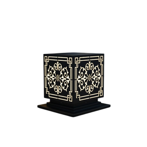 Lampe de poteau LED classique à motif floral, Vietnam CM Decor, pour extérieur, villa, jardin, noire, E27, IP65, en métal, AC 220V (±10%) - Product Image 1