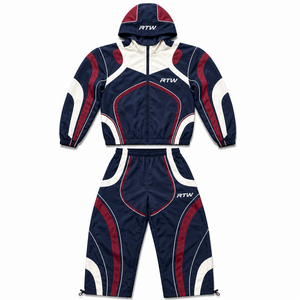 Conjunto Deportivo RTW Azul Marino, Rojo y Blanco, Manga Larga, con Cremallera y Capucha, Deportivo, de Poliéster, Unisex para Adultos, Otoño - Product Image 1