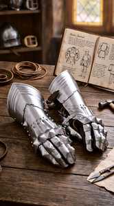 Guantes de Acero Medievales, Calibre 18, Forjados a Mano, Guantes de Armadura, Guantes de Caballero, Cosplay - Product Image 3