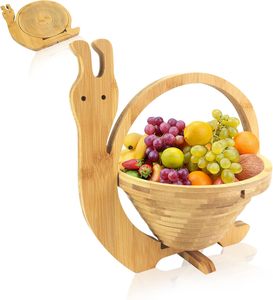 Modern Foldable Bamboo Fruit & Vegetable Basket <b>Collapsible</b> Eco-Friendly Kitchen Counter <b>Storage</b> Bowl - Product Image 5
