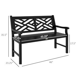 Panca da Giardino Tranquility 43.25'' in Legno Nero per Uso Esterno su Patio - Product Image 3