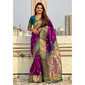 ผ้าไหมเยโอล่า ปายทานี ยี่ห้ออีลิท วีฟส์ พร้อมผ้าคลุมไหล่เนื้อพรีเมียม ลายทอสีไวน์ น้ำหนัก 0.65 กรัม - Product Image 4