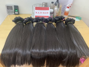 Extensiones de cabello humano liso de hueso vietnamita Paquetes de cabello crudo doble dibujado suave 30 pulgadas Longitud estirada con rizos de ondas - Product Image 5