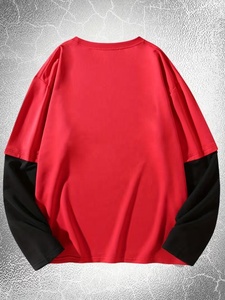 <b>Top</b> Trending Simple Plain Custom Shirt Unisex Red Black Contrast Biohazard Gas Mask Print Long Sleeve Shirt Double <b>Layer</b> Sleeves - Product Image 5