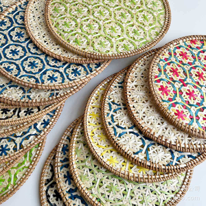 Sous-verre en rotin tressé de haute qualité pour l'automne, set de table isolant en bambou tressé fait main, décoration murale - Product Image 2