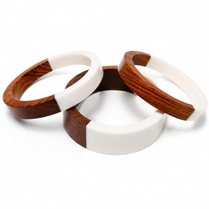Wooden Handmade Round Beaded Bangles with Circular Pattern Charm Wristwear for Pearl Weddings Parties <b>Gift</b> FAIZA CRAFT FC-1213 - Product Image 4