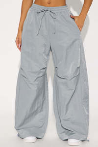 Mens Nylon Wide Leg <b>Drawstring</b> Parachute Pants Casual Loose Fit Streetwear <b>Trousers</b> men's pants - Product Image 3