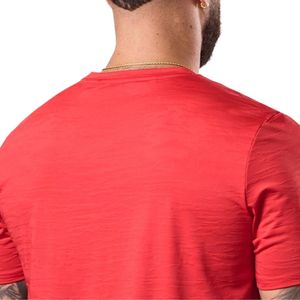 T-shirt de sport pour homme rouge Space Dye, col rond, manches courtes, pour entraînement, gym, course à pied, tenue décontractée - Product Image 4