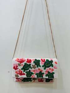 Sac à main de soirée et de fête de luxe à rabat, orné de sequins et de perles, avec chaîne bandoulière, motif œil protecteur, style mode - Product Image 3