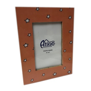Marco de fotos de estrellas estrelladas 4x6, laca pintada en naranja, marcos de fotos de madera brillante, decoración para fotos, pinturas, paisajes y carteles - Product Image 1