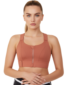 สปอร์ตบราคุณภาพพรีเมียมแบบมีฟองน้ำเสริมด้านหน้า รองรับแรงกระแทกสูง พร้อมสายรัดเอวปรับได้-สีสนิม - Product Image 4