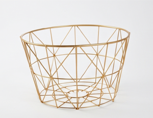 Elegant Geometric Metal Wire <b>Storage</b> <b>Basket</b> <b>Gold</b> Color Modern Design Multi Purpose Neatening Organizer - Product Image 1